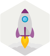 rocket accelerate - hexagon grey
